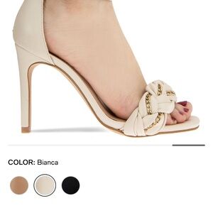 BCBG cream and gold stiletto sandals size 11